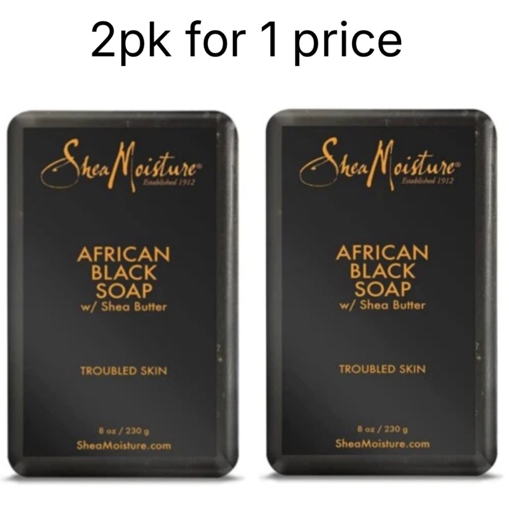 Shea Moisture African Black Soap Bar Acne Prone & Troubled Skin 2 pk